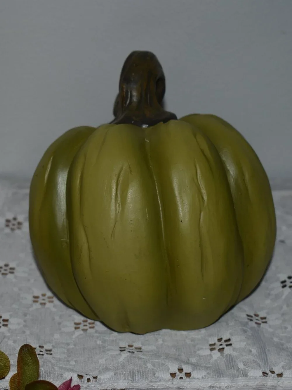 Whimsical Fairy Tale Cottage Misshapen Green Pumpkin Fall Halloween Decor